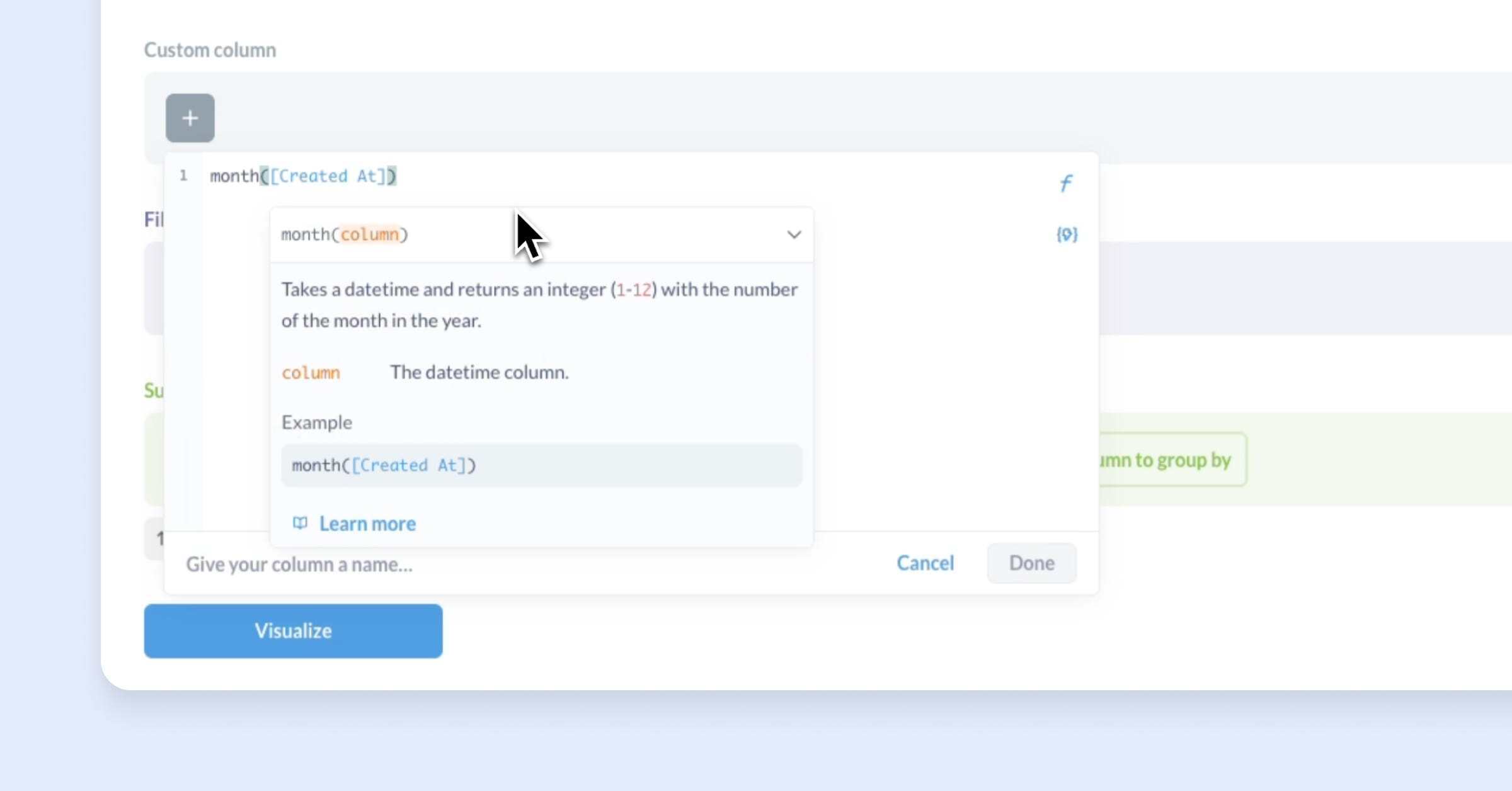 Smarter custom expression editor