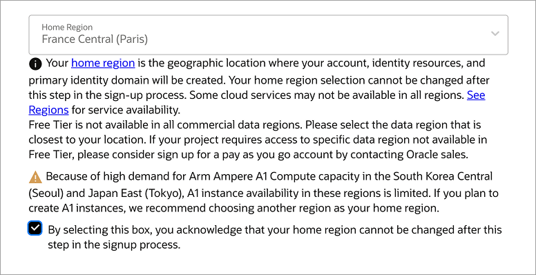 setting up region