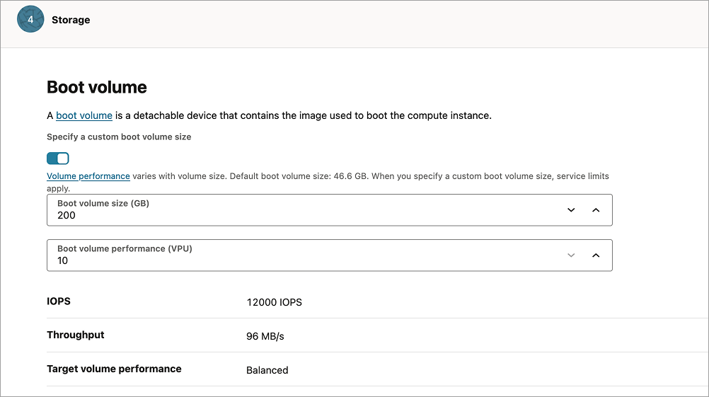 boot volume config