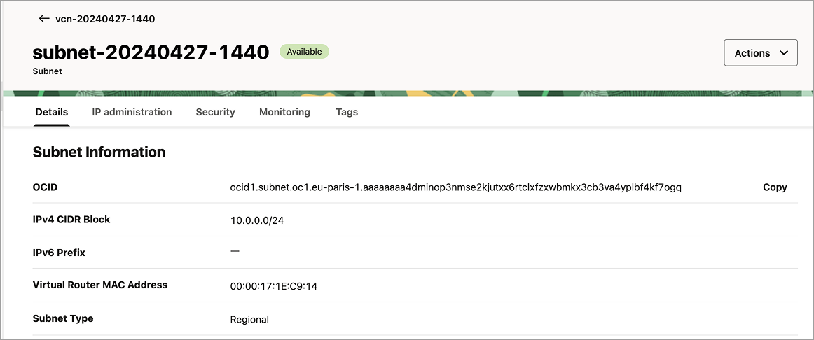 subnet configuration
