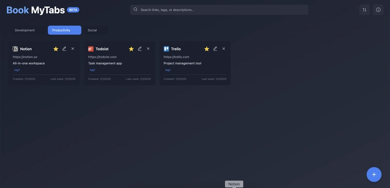 Tired of Messy Bookmarks? Try BookMyTabs — Sleek, Smart, and in Beta! 🌟