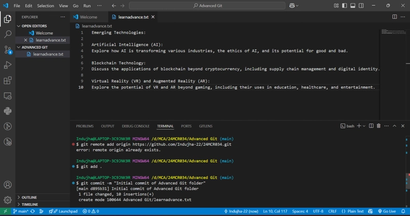 My Git Learning Journey: Exploring Advanced Commands 📚