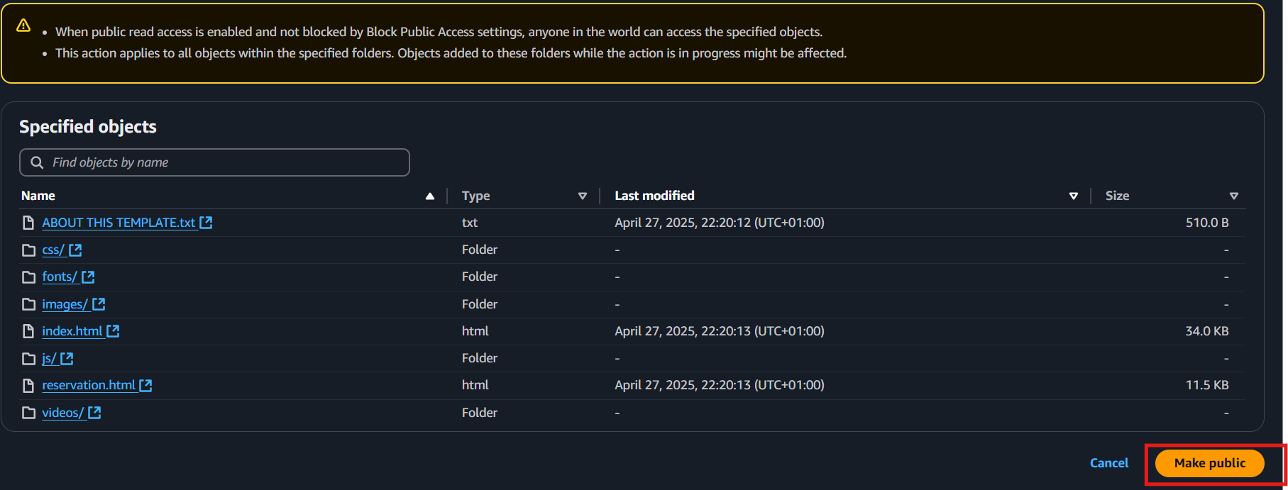 Obj Public access
