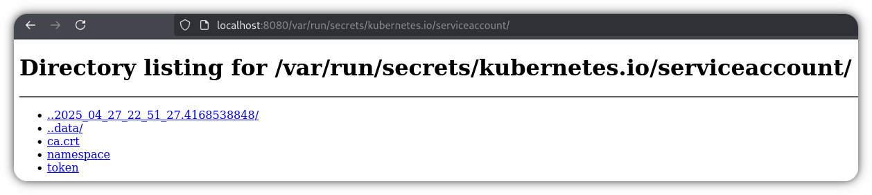 Kubernetes Service Account data accessible