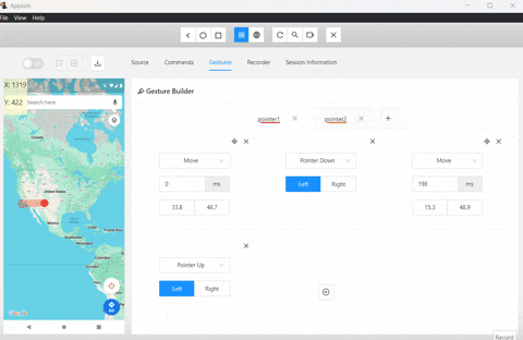 Appium Gestures Builder - Adding Actions