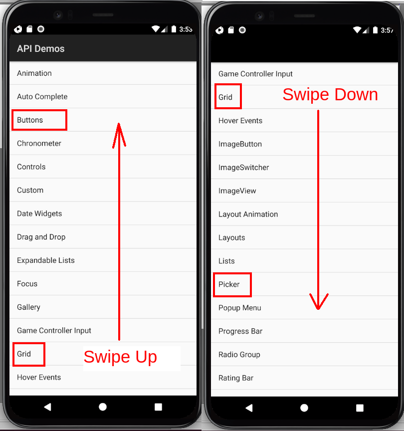 Re-querying elements for Swipe