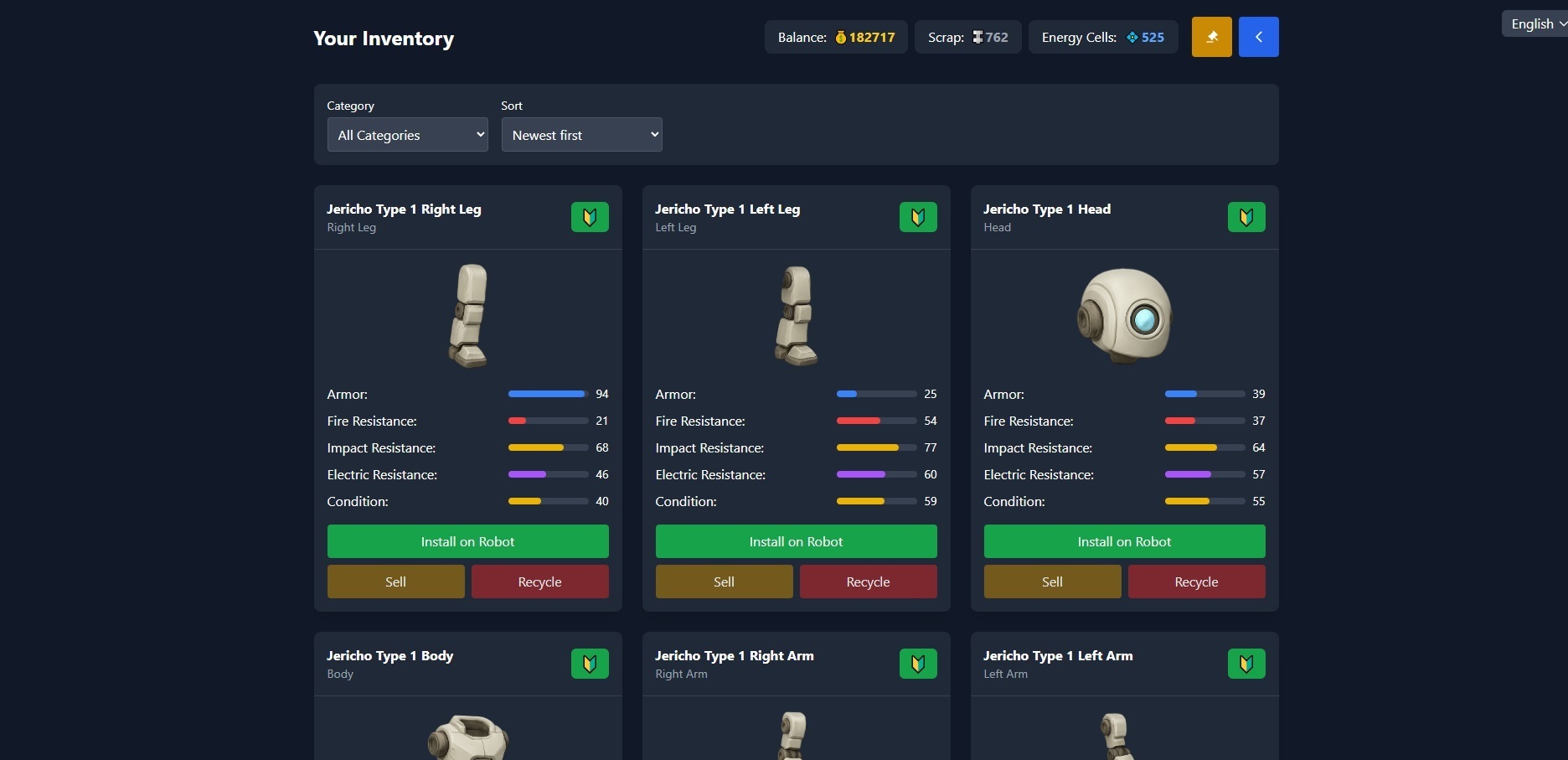 Game inventory