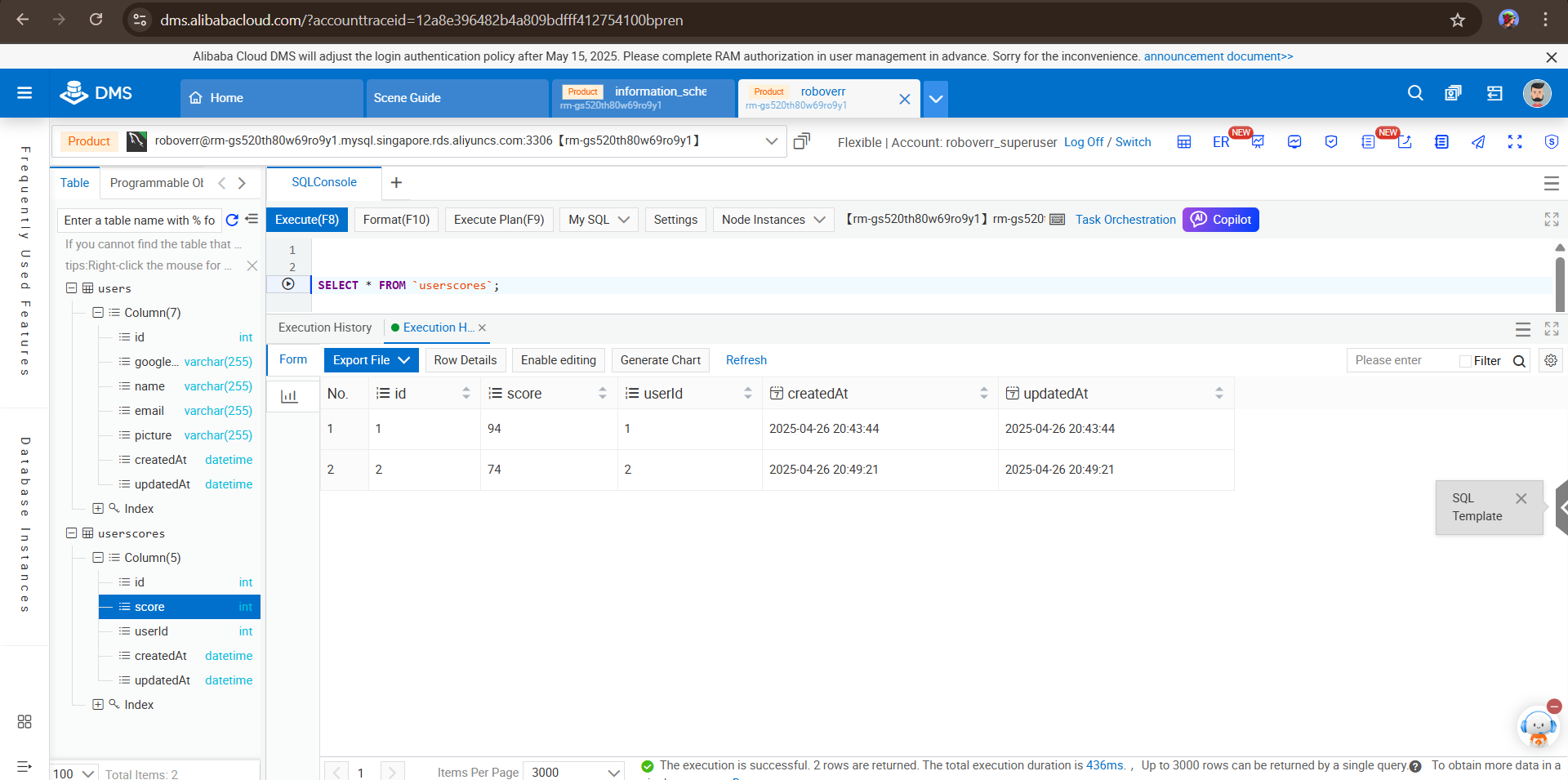 Database Management Service Console
