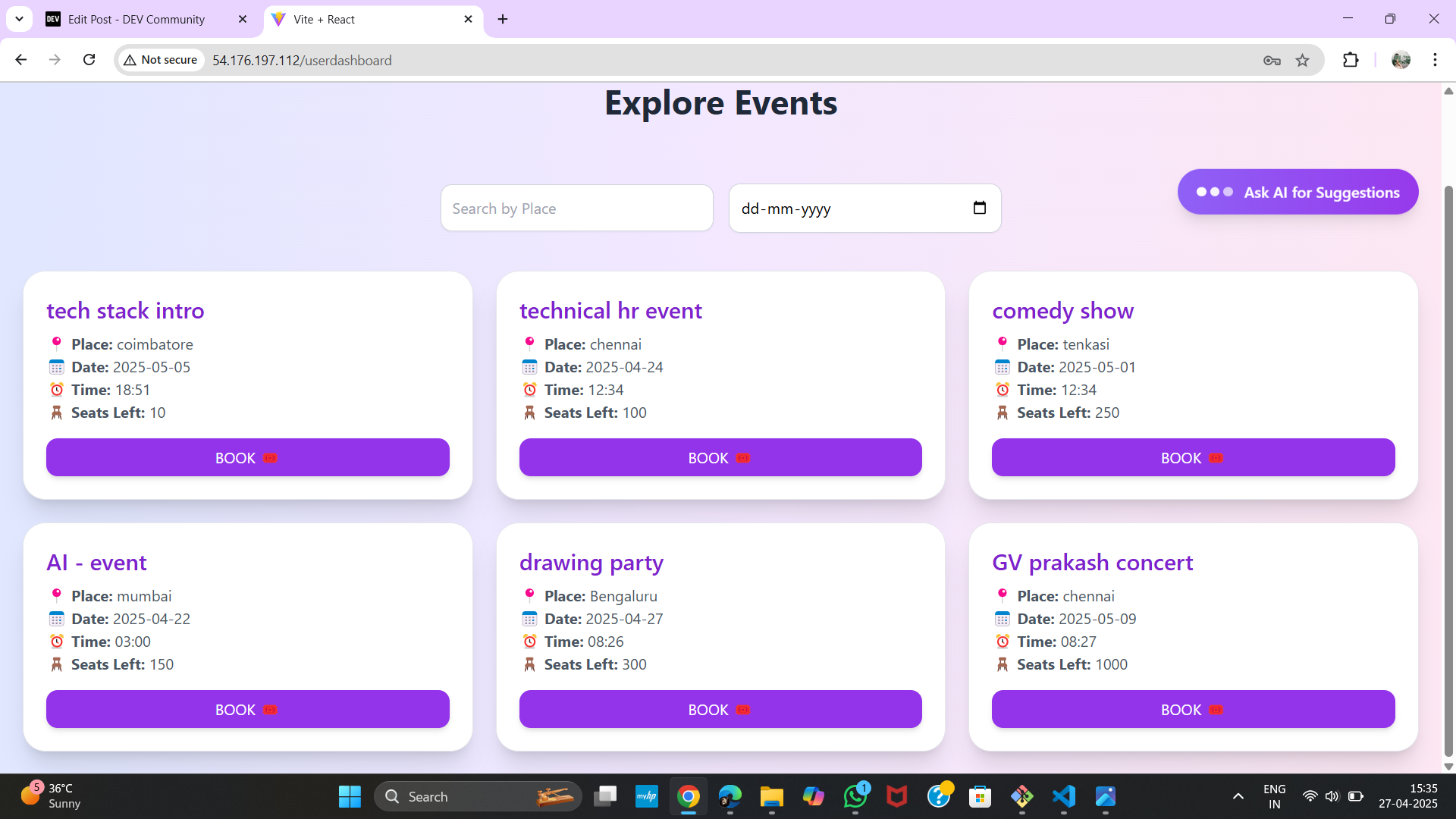 Events Page