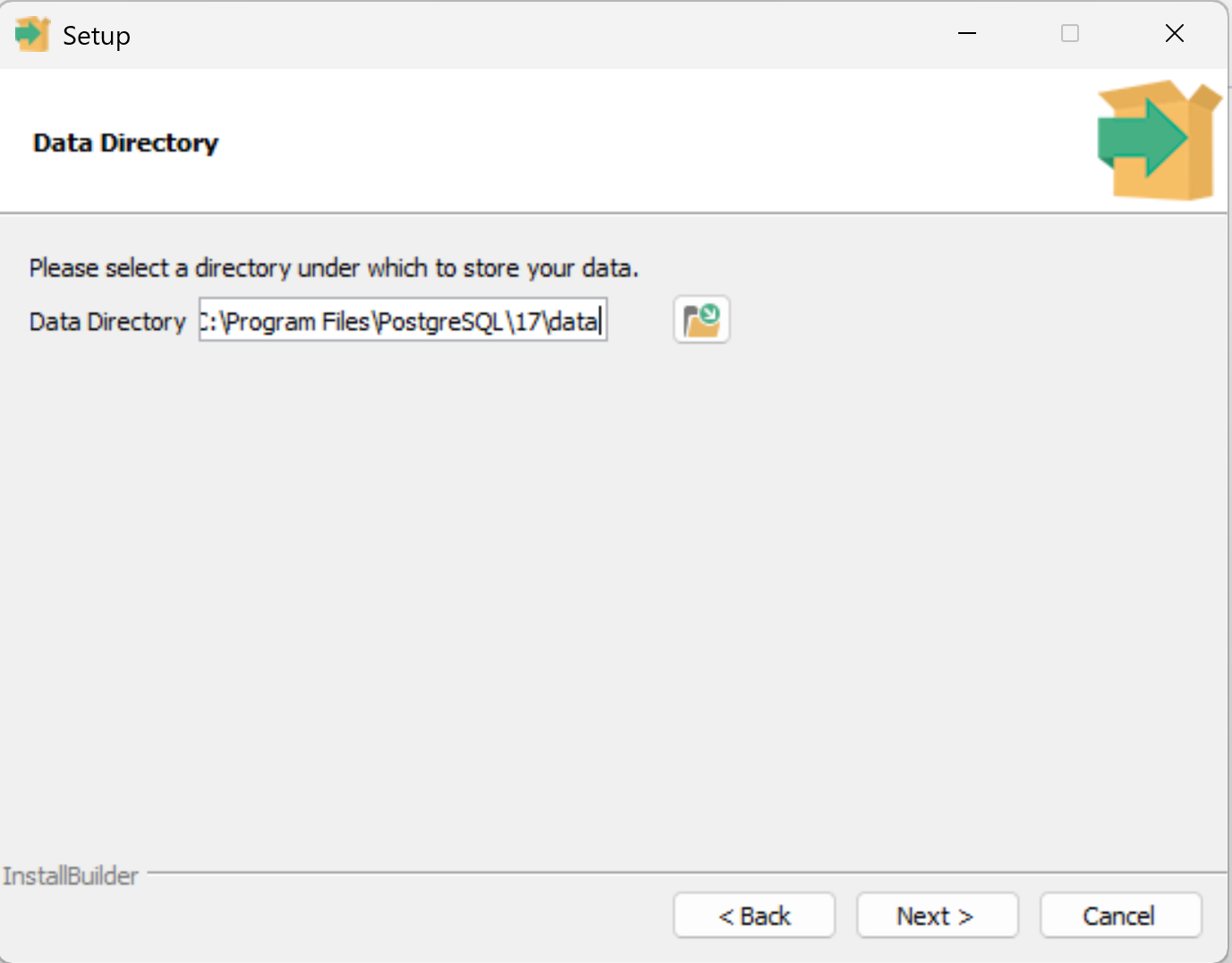 setting the password for PostgreSQL installation