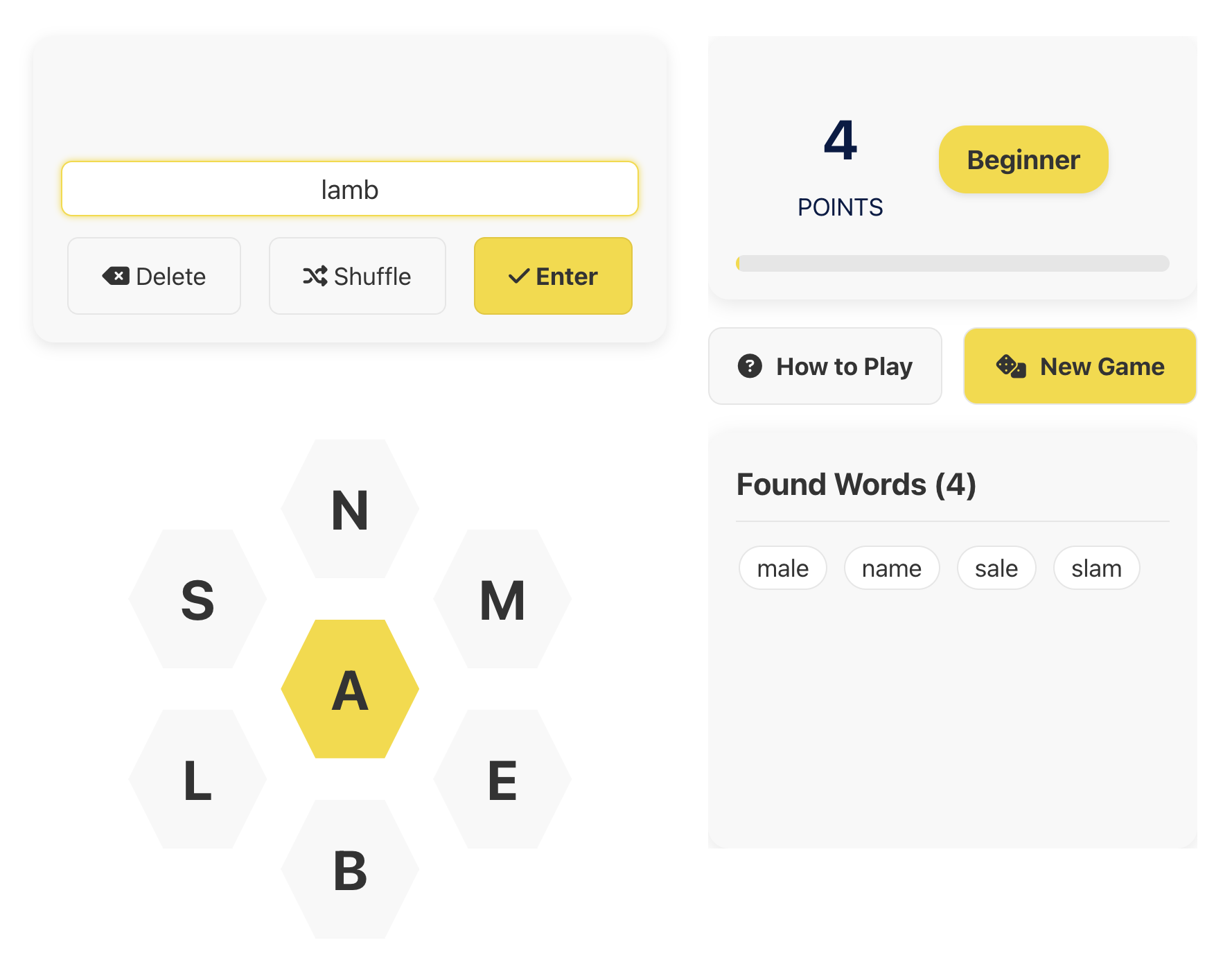 screenshot of Spelling Bee game