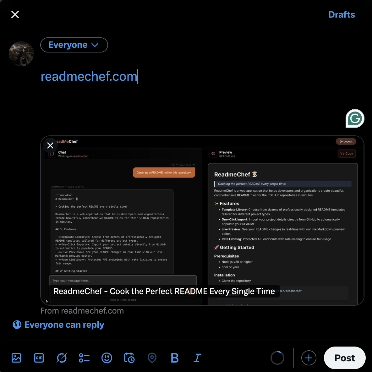Twitter example of link