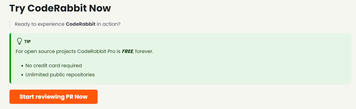 coderabbit is free for open source