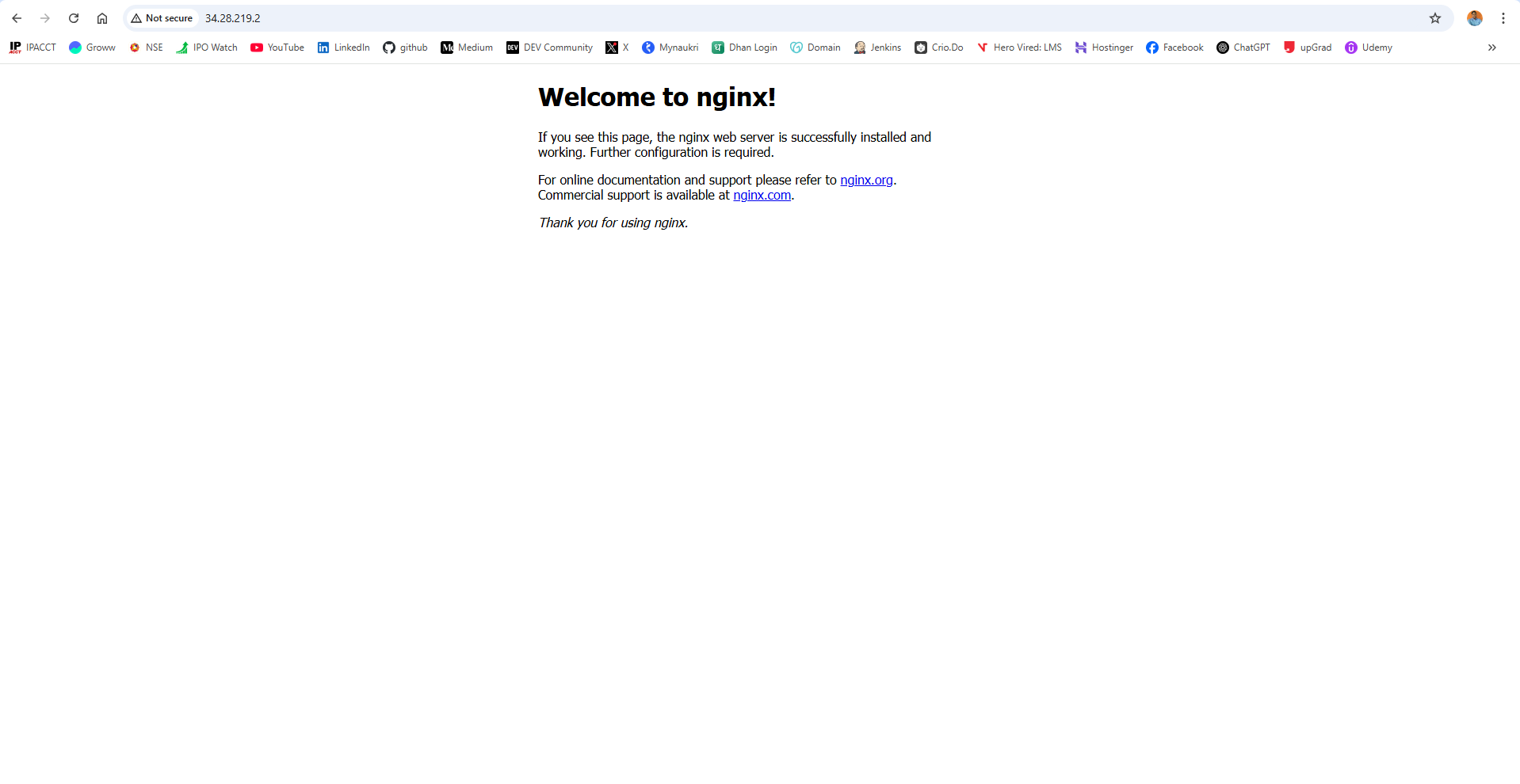 Output of Nginx server
