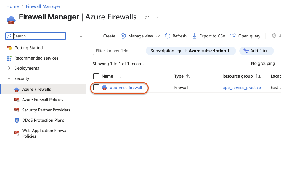 Select app-vnet-firewall