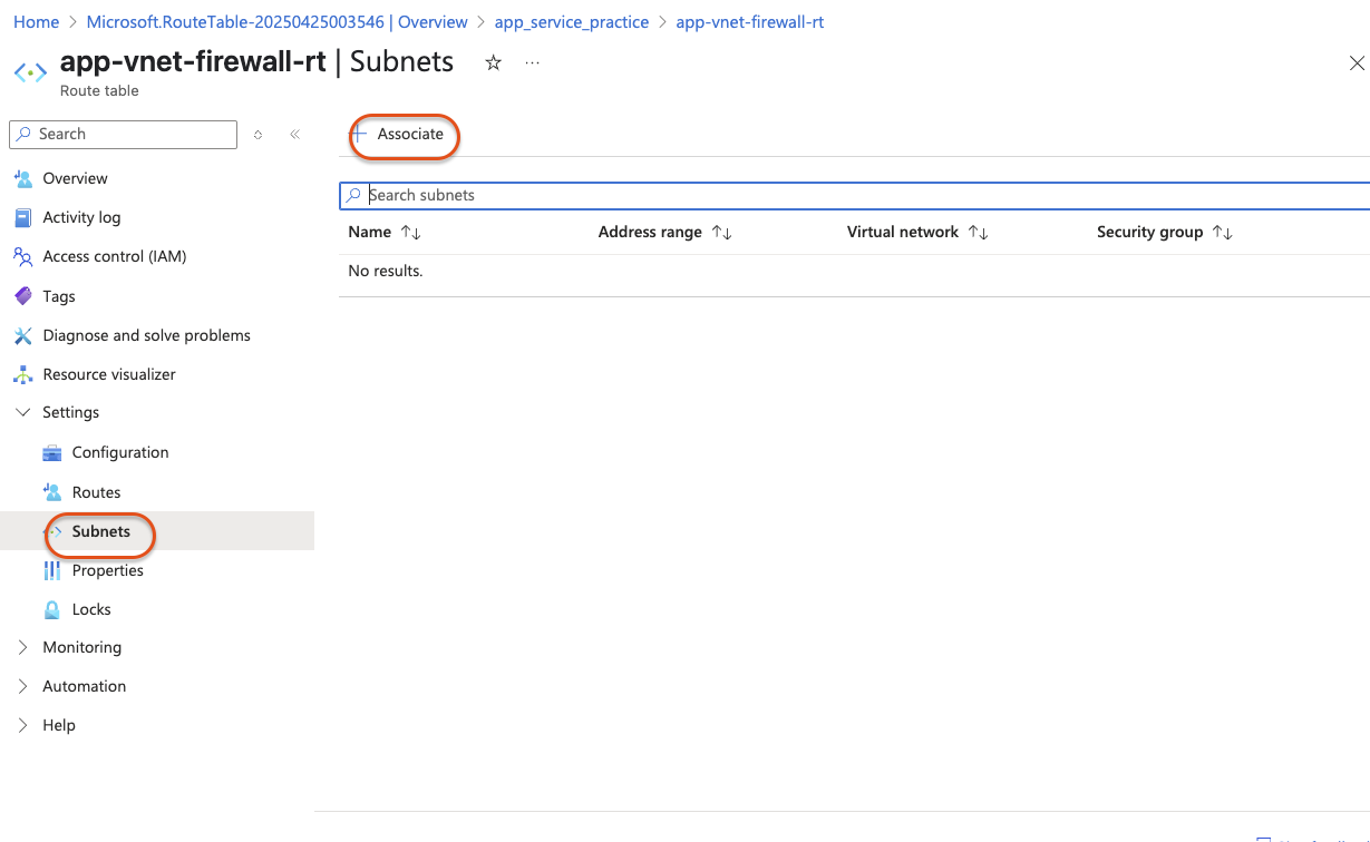 Select Subnets and then + Associate.