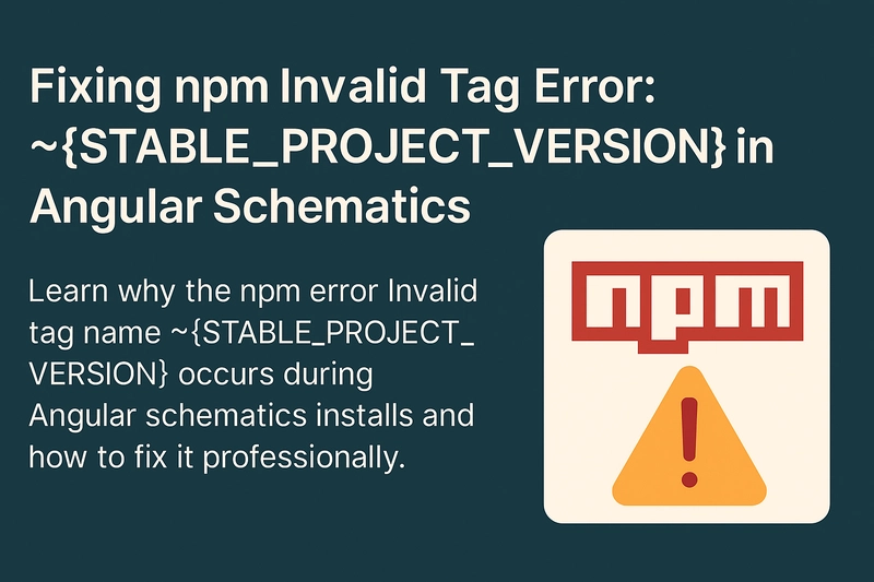 Fixing npm Invalid Tag Error: ~{STABLE_PROJECT_VERSION} in Angular Schematics