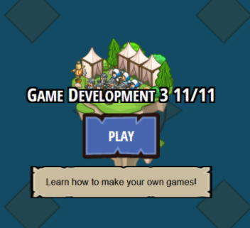 The Game Development 3 mini island on CodeCombat