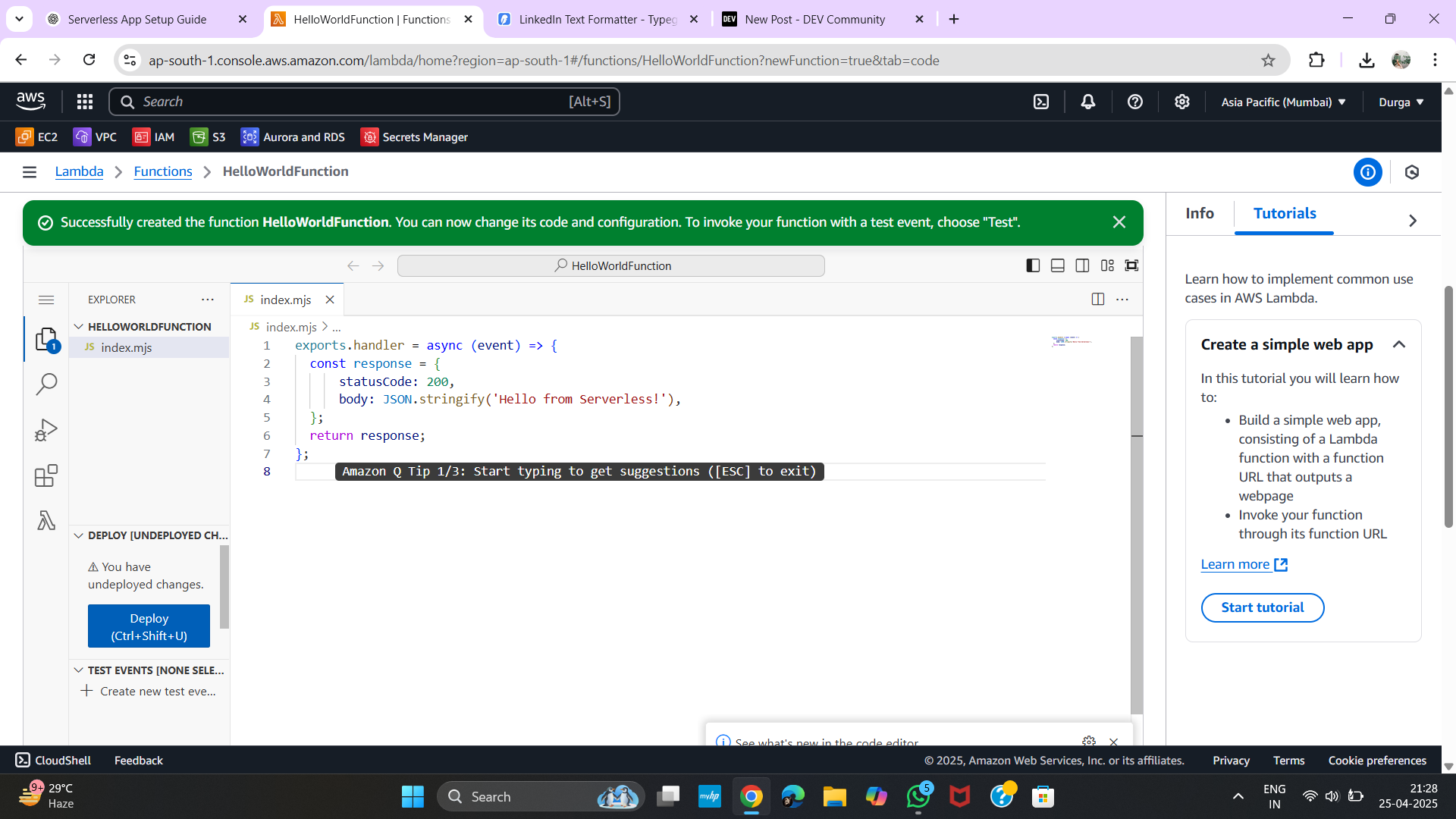 Code Editor with Lambda Code