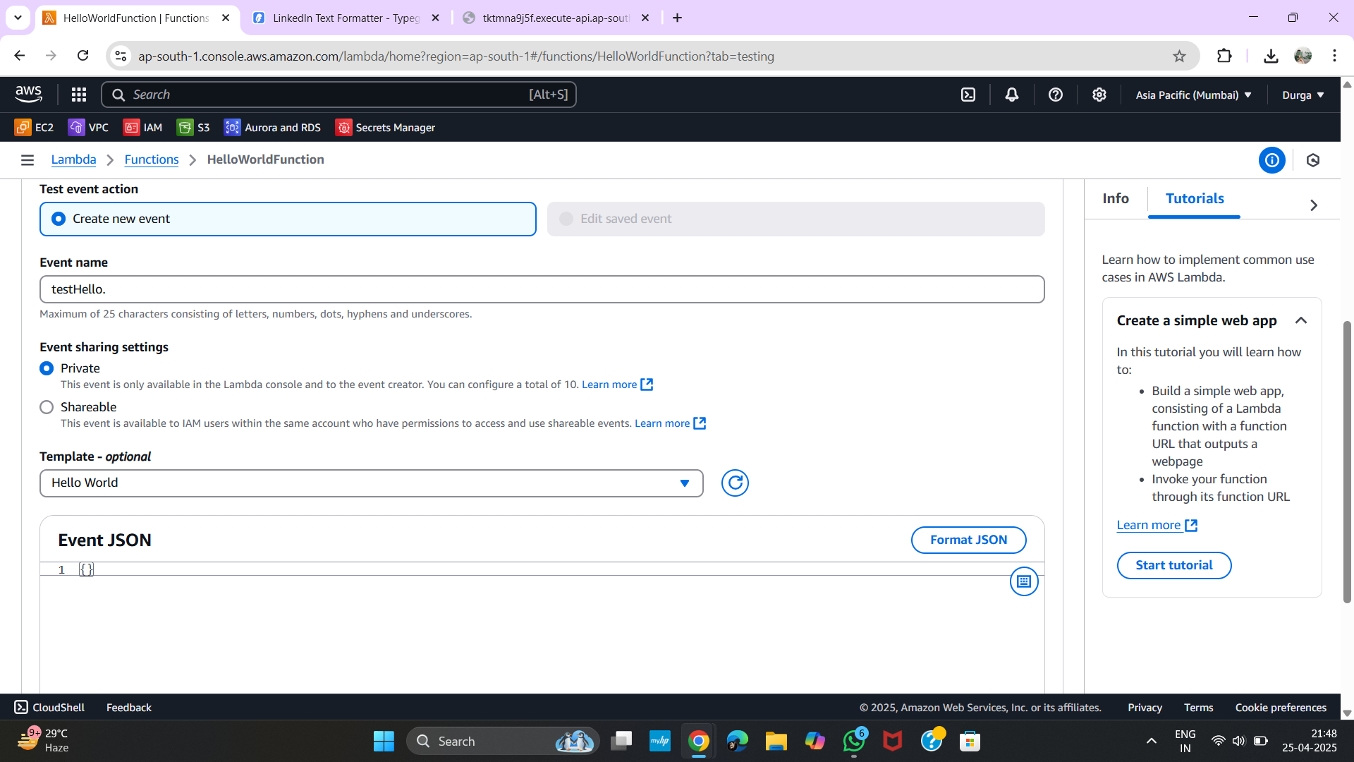 Test Result Output