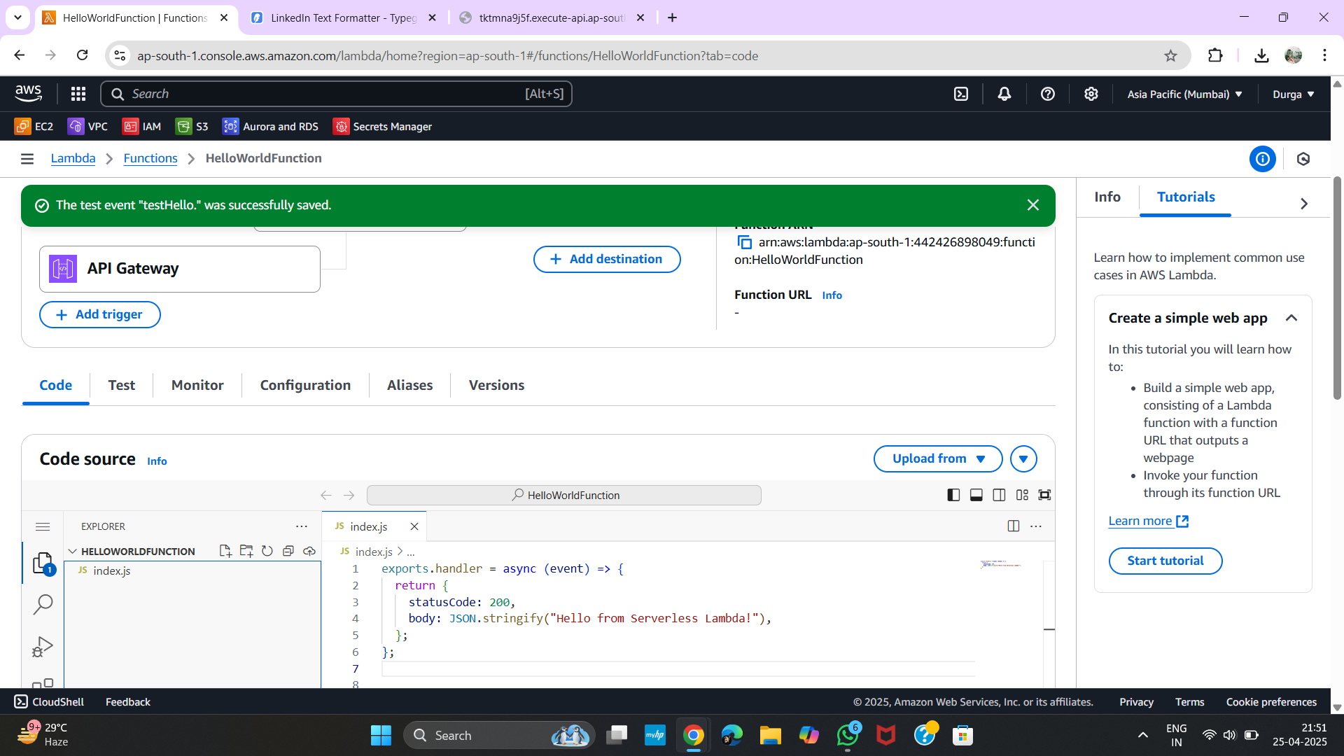 CloudWatch Logs Link