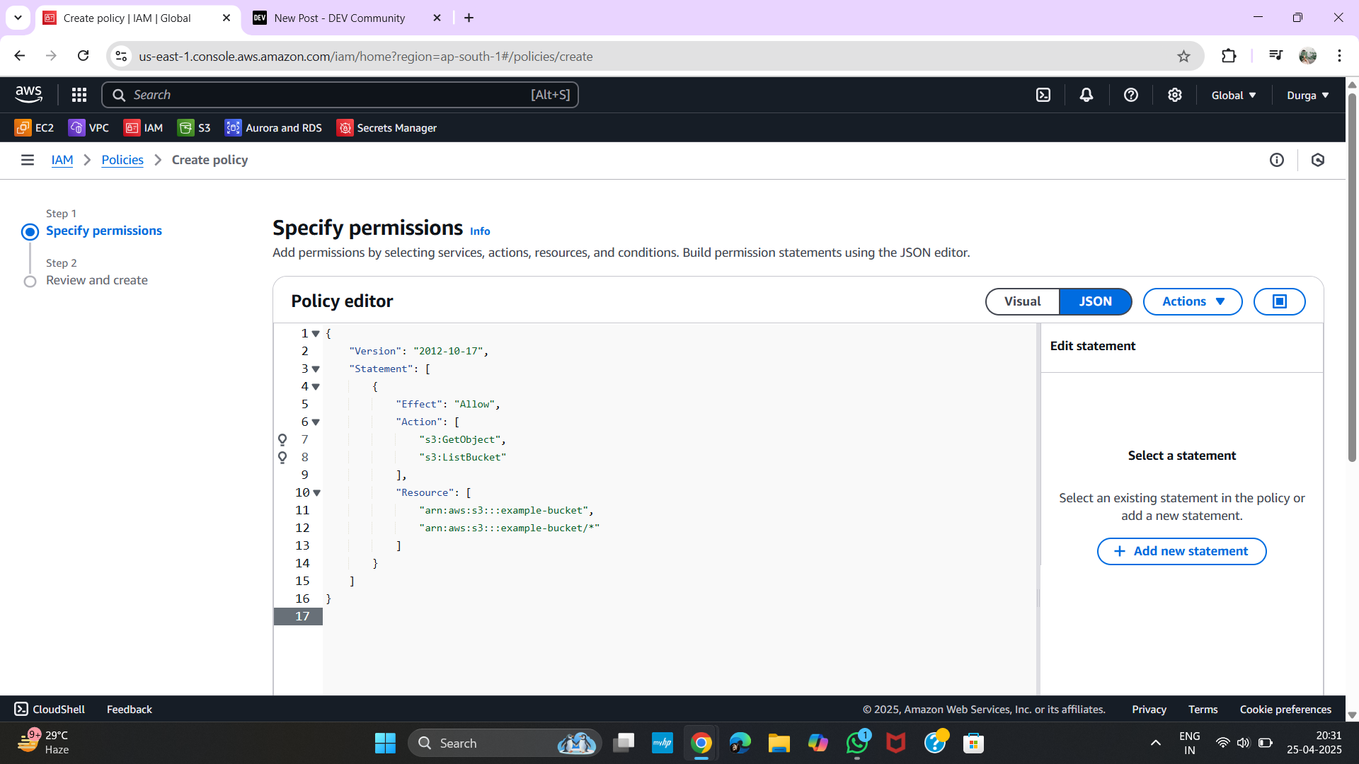 Attach Inline Policy