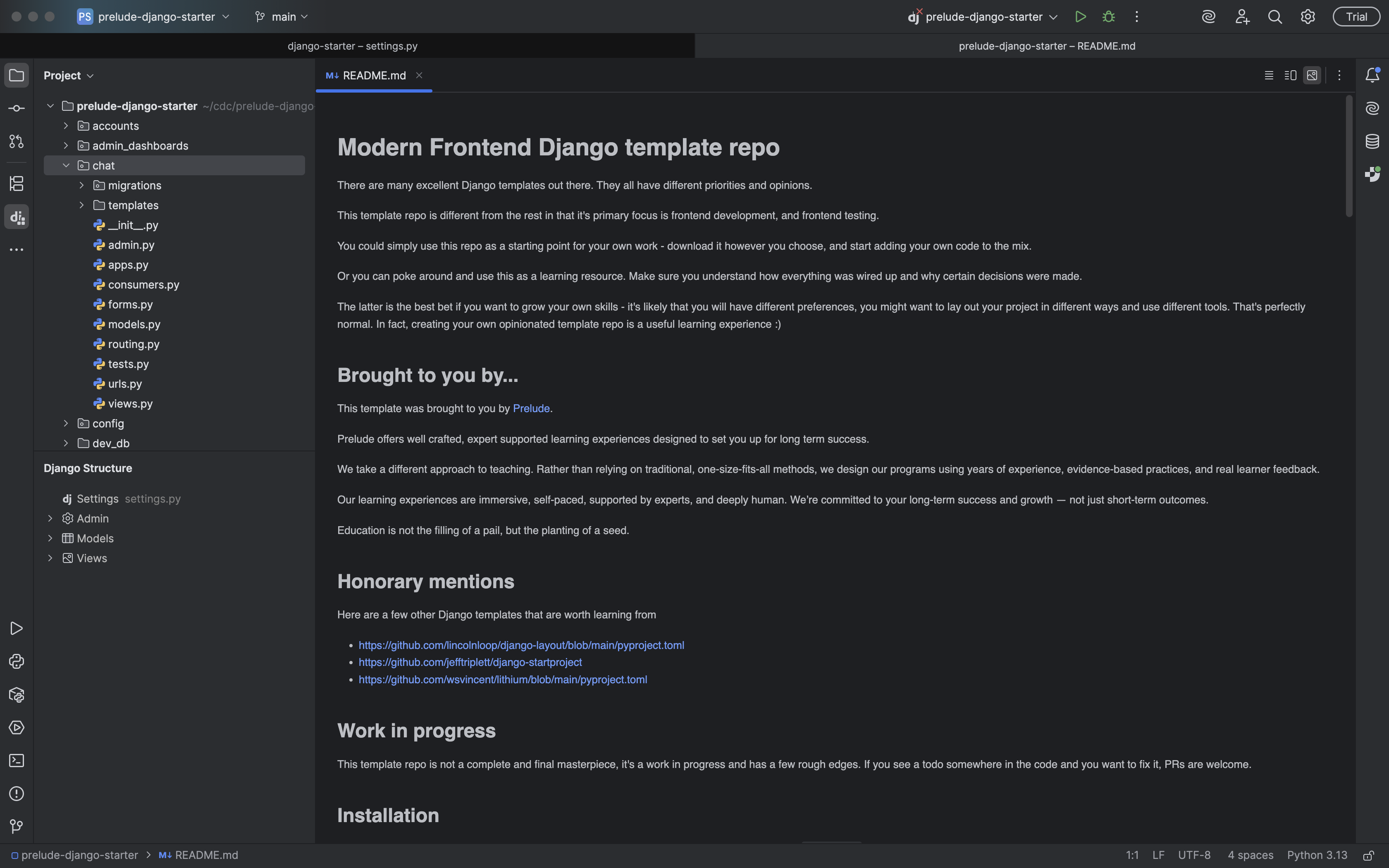 screenshort of pycharm