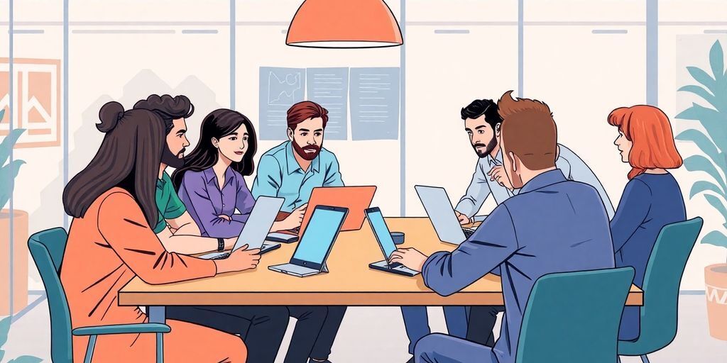 Team collaboration in a modern office setting.