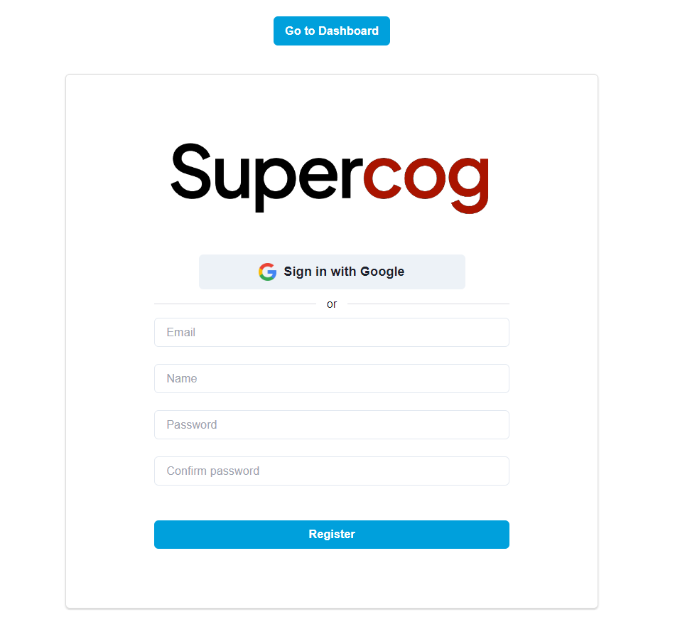 supercog sign up page