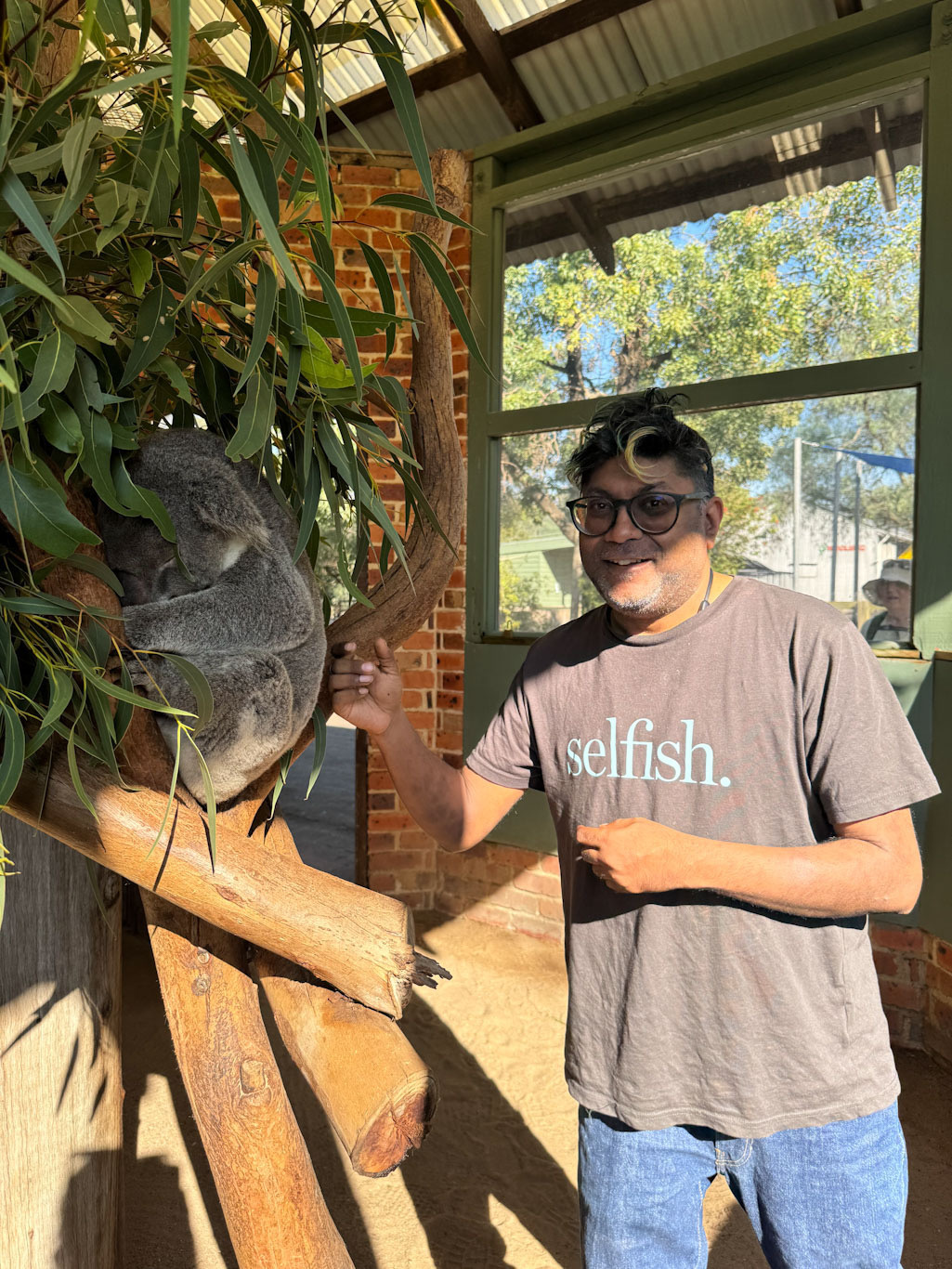 jasper the koala and a still quite surprised Ravi Motha