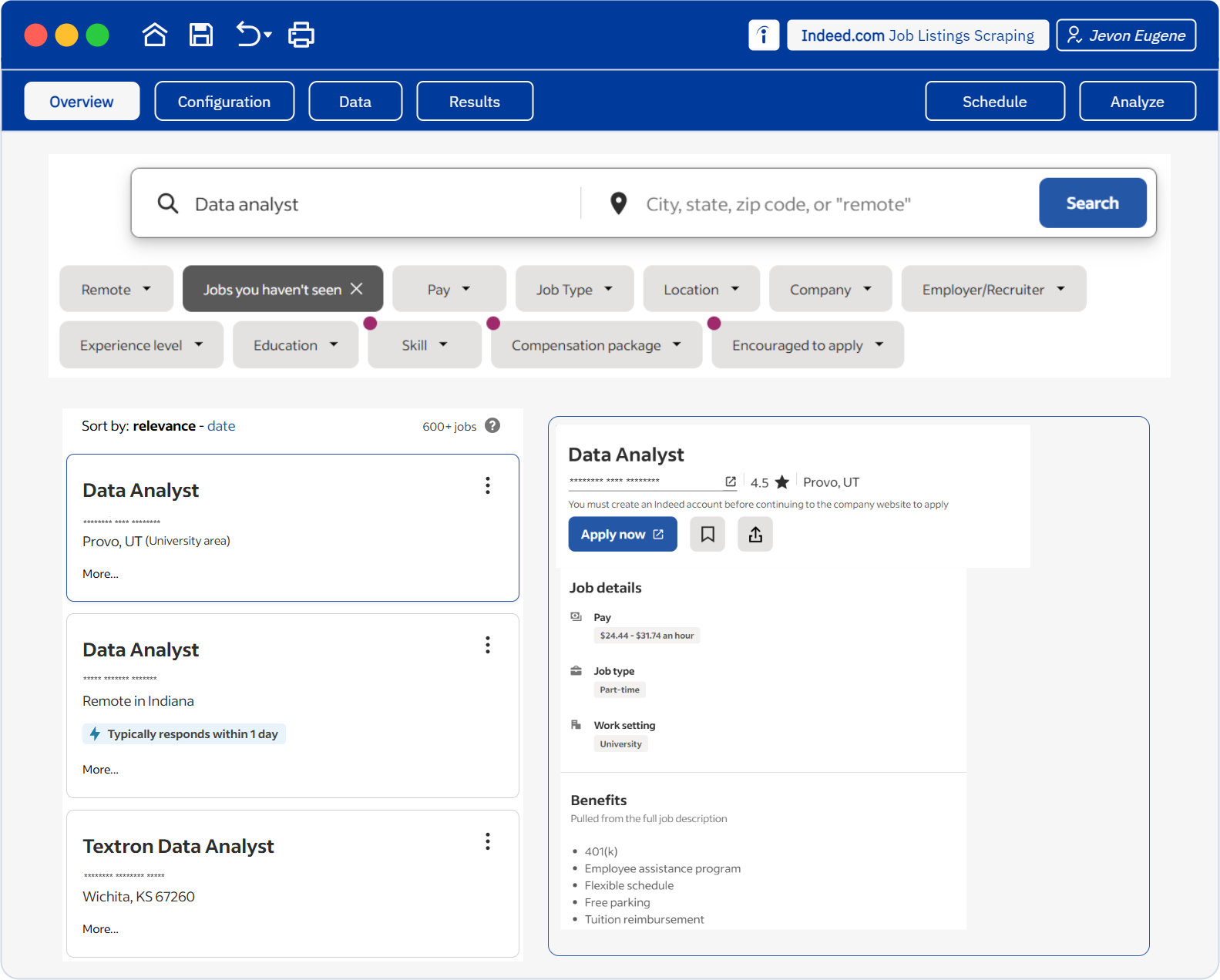 Indeed.com Job Listings Overview
