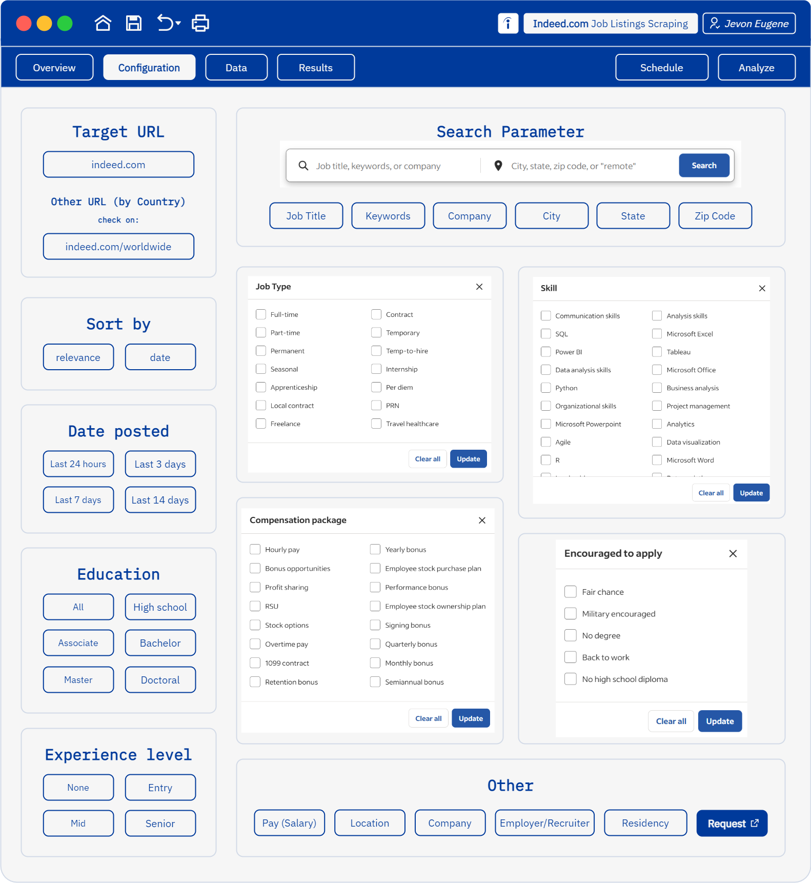 Indeed.com Job Listings Parameters