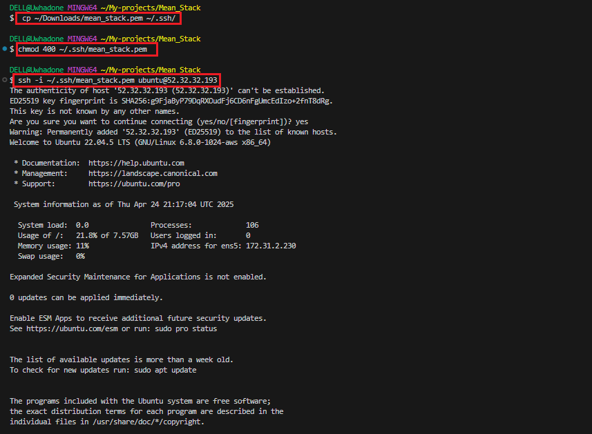 SSH into Instance
