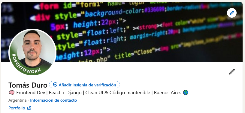 screenshot of my Linkedin