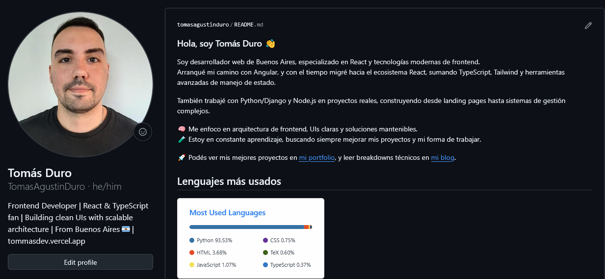 screenshot of my github