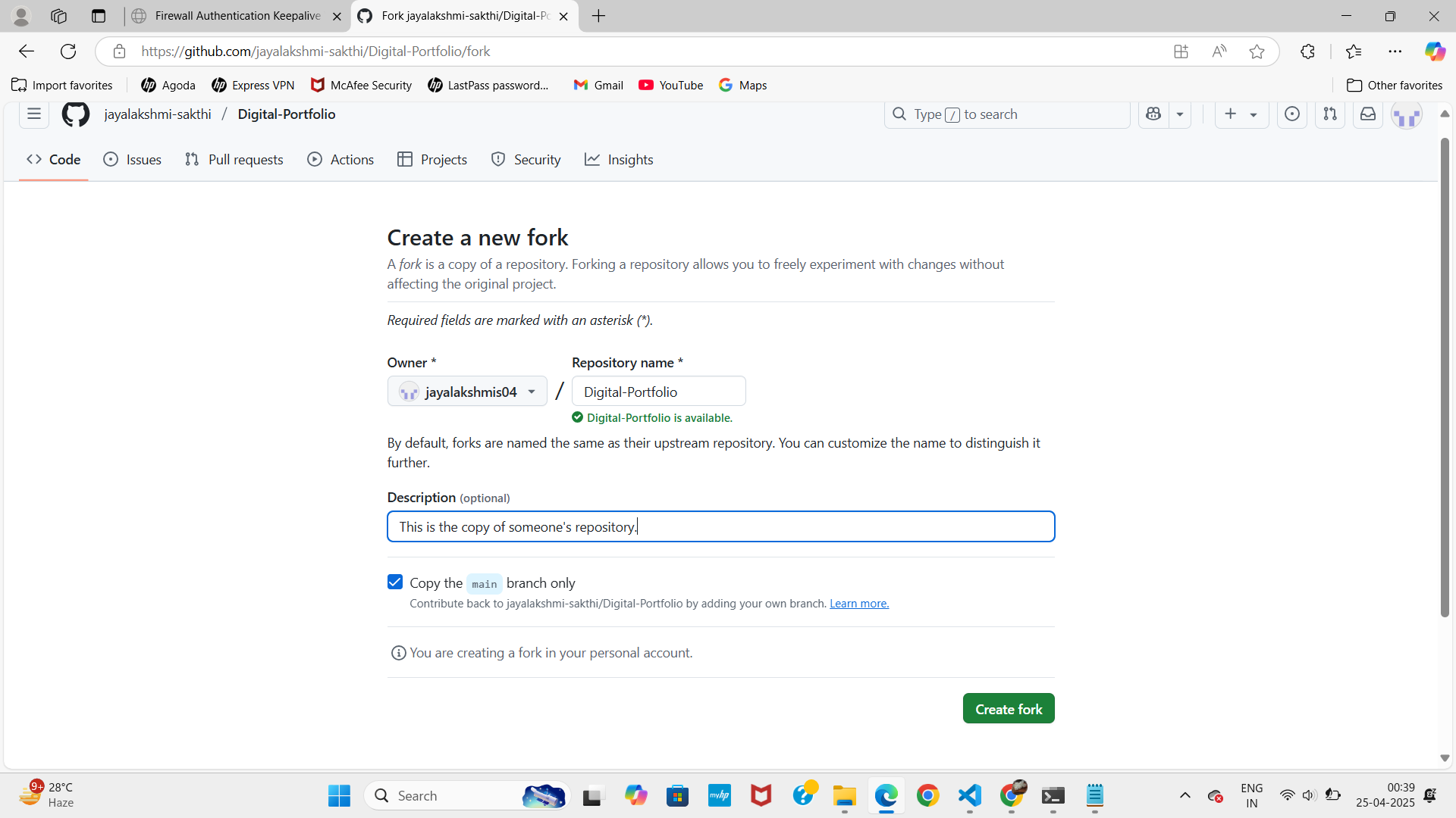 create fork