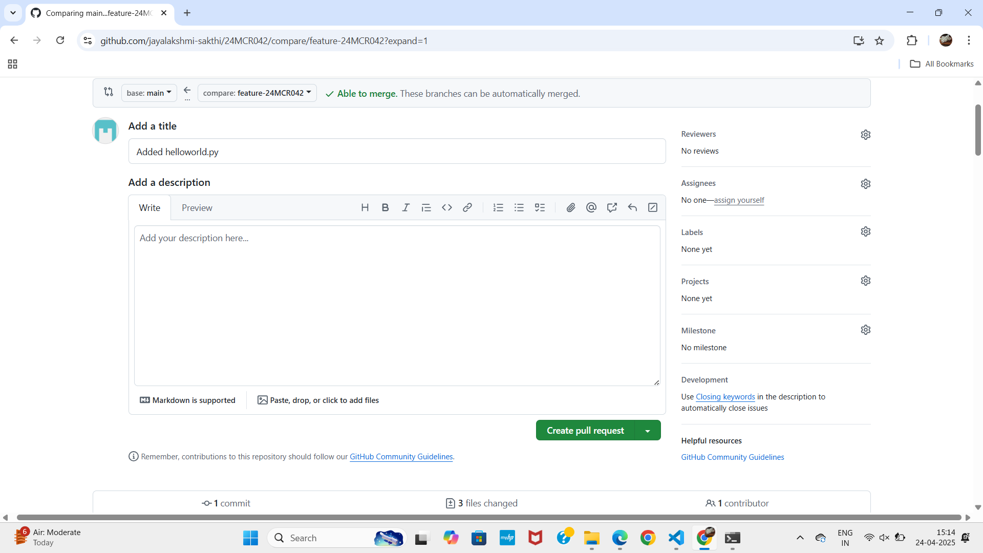 Create pull request