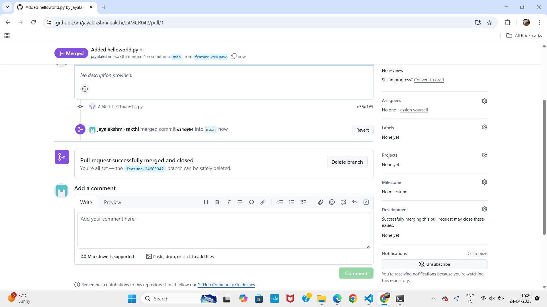 Pull request successfully merged and closed