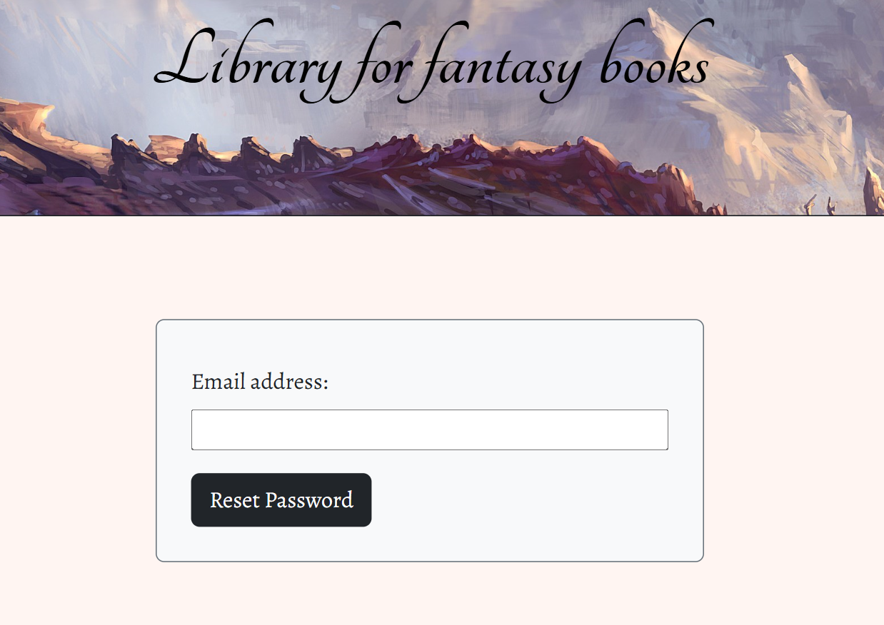 Password reset page