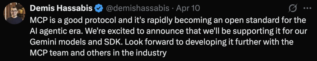 Demis Hassabis on MCP tweet