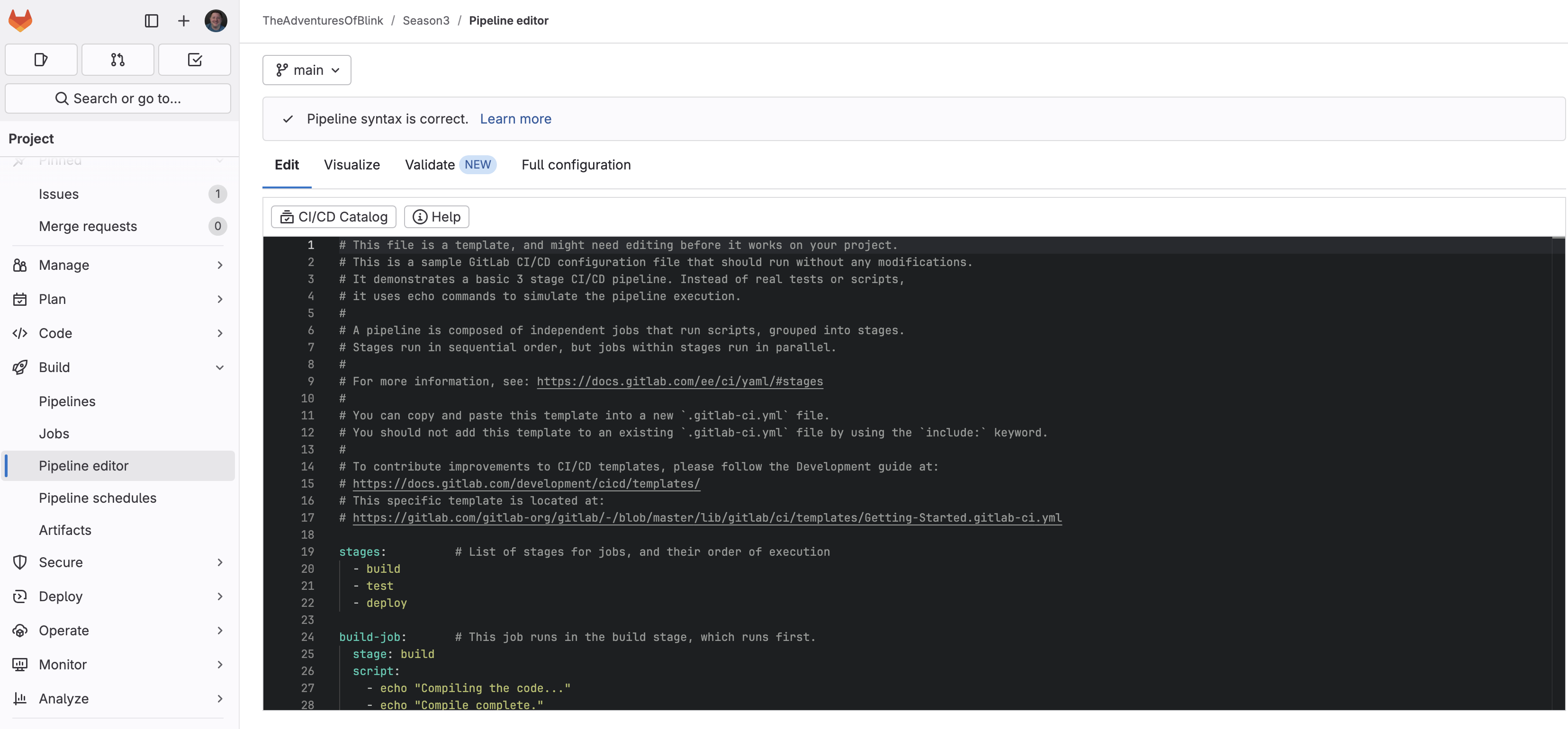 GitLab's Pipeline Editor