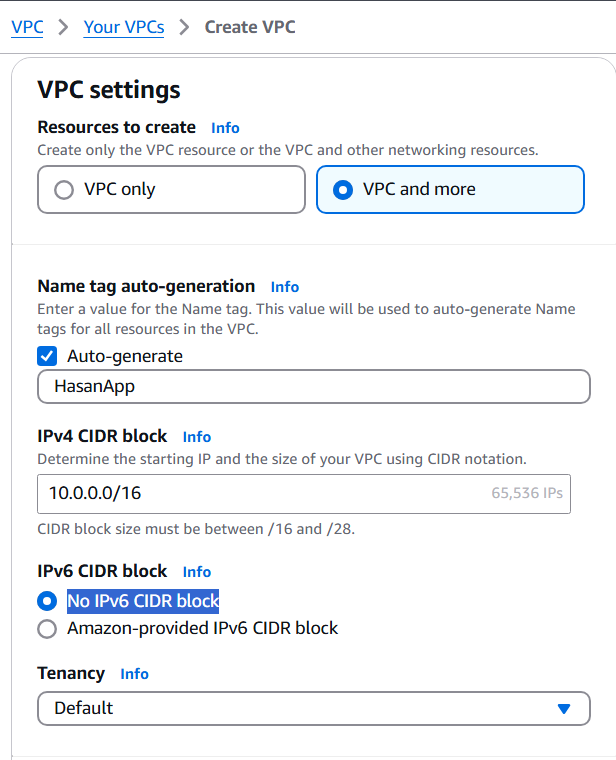Configure the VPC