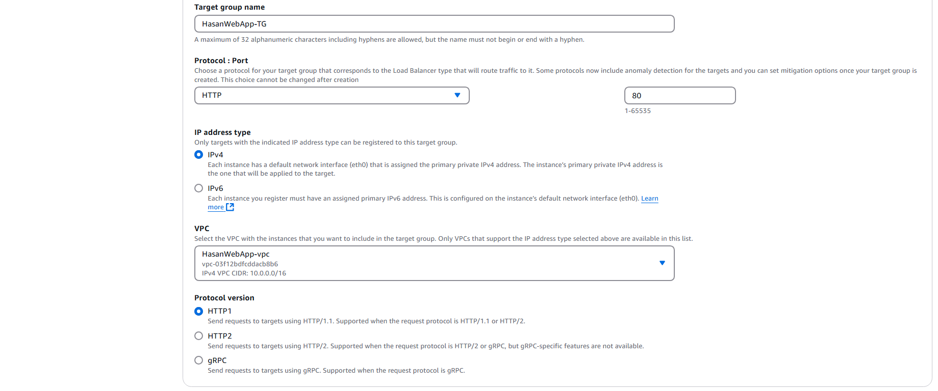 Configure Target Group