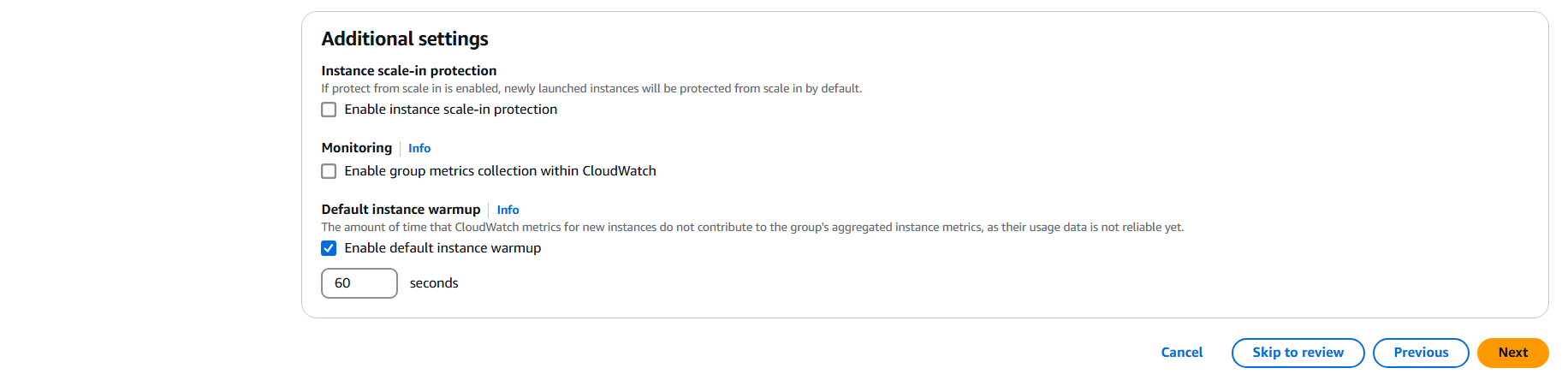 instance warmup