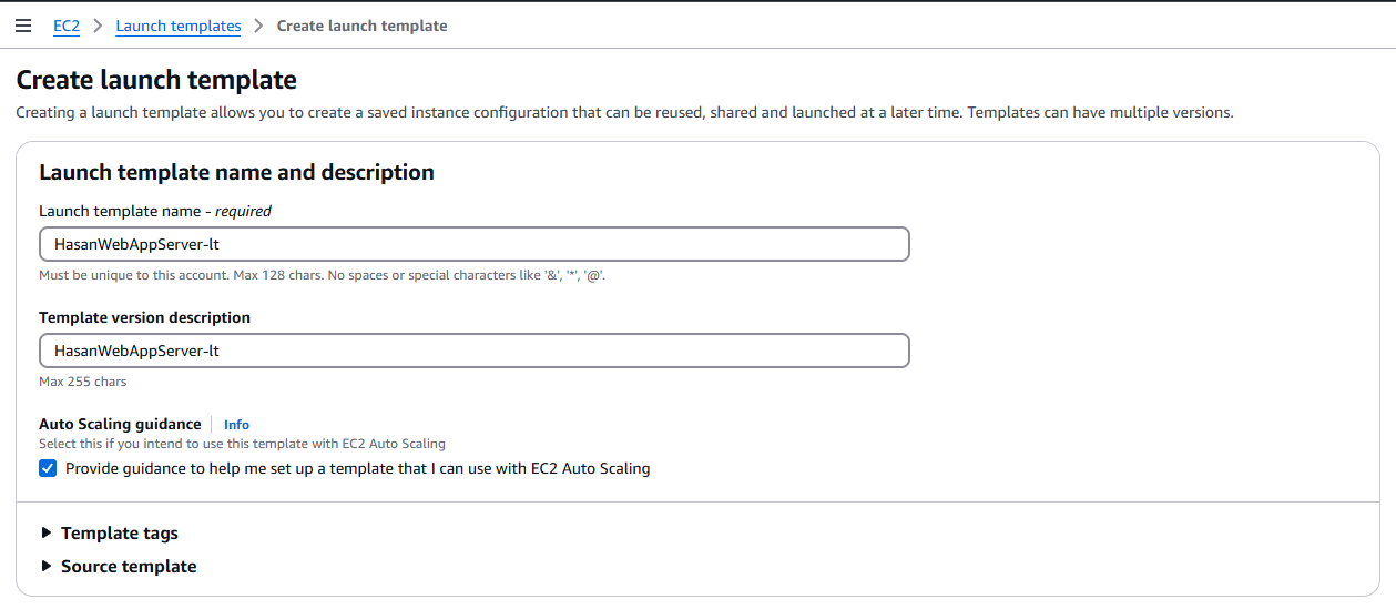 Launch Template Creation