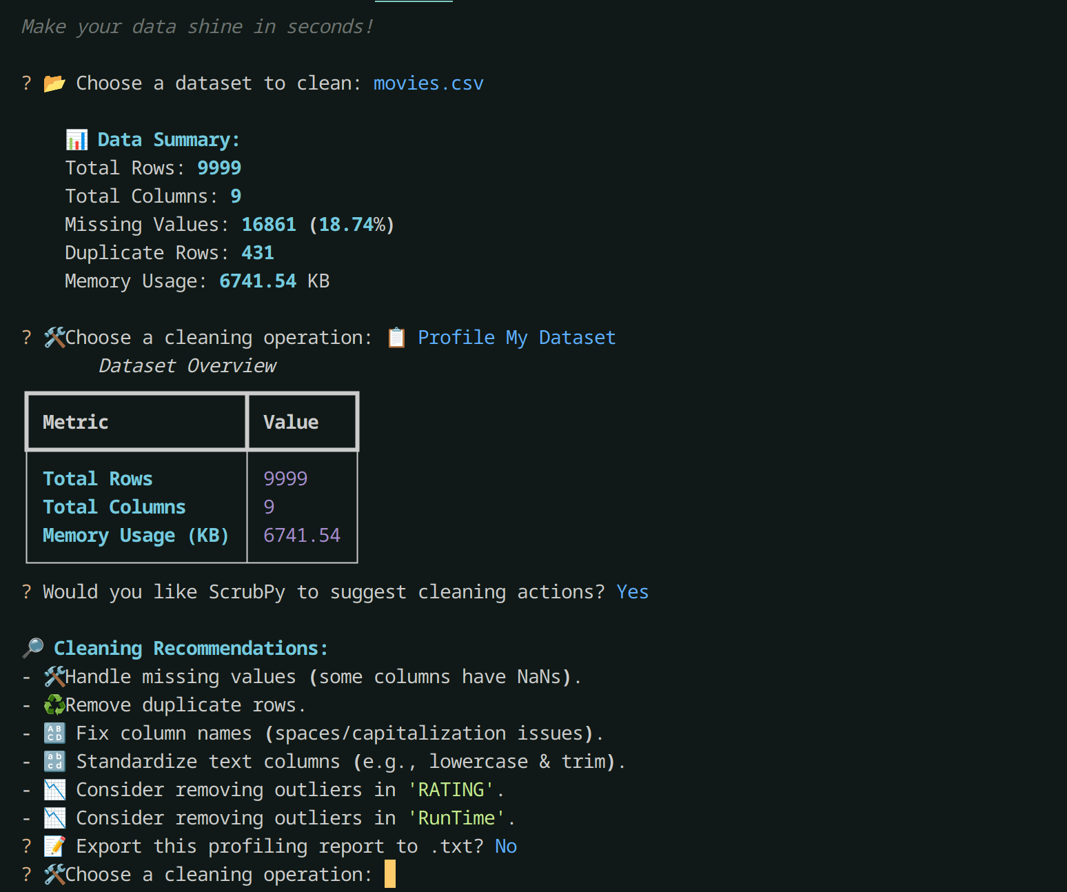 DataSet Profiling in Action