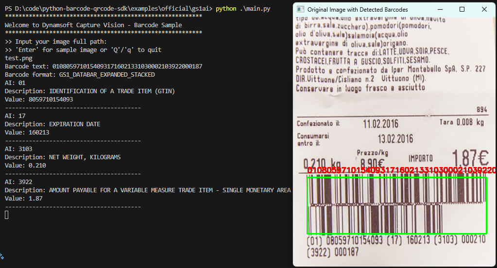 GS1 application identifier parser