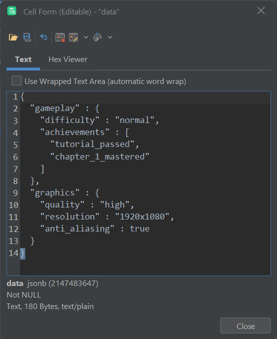 Viewing the JSON data