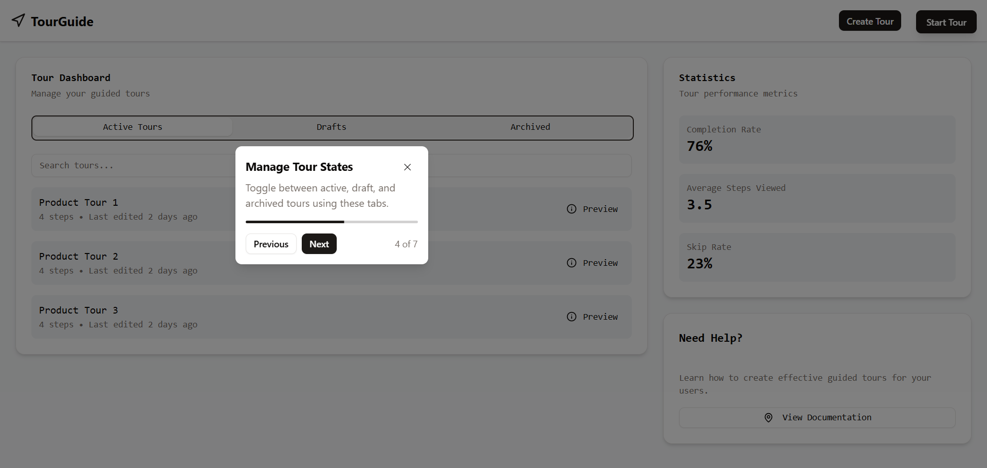 build a custom react guide tour like react-joyride