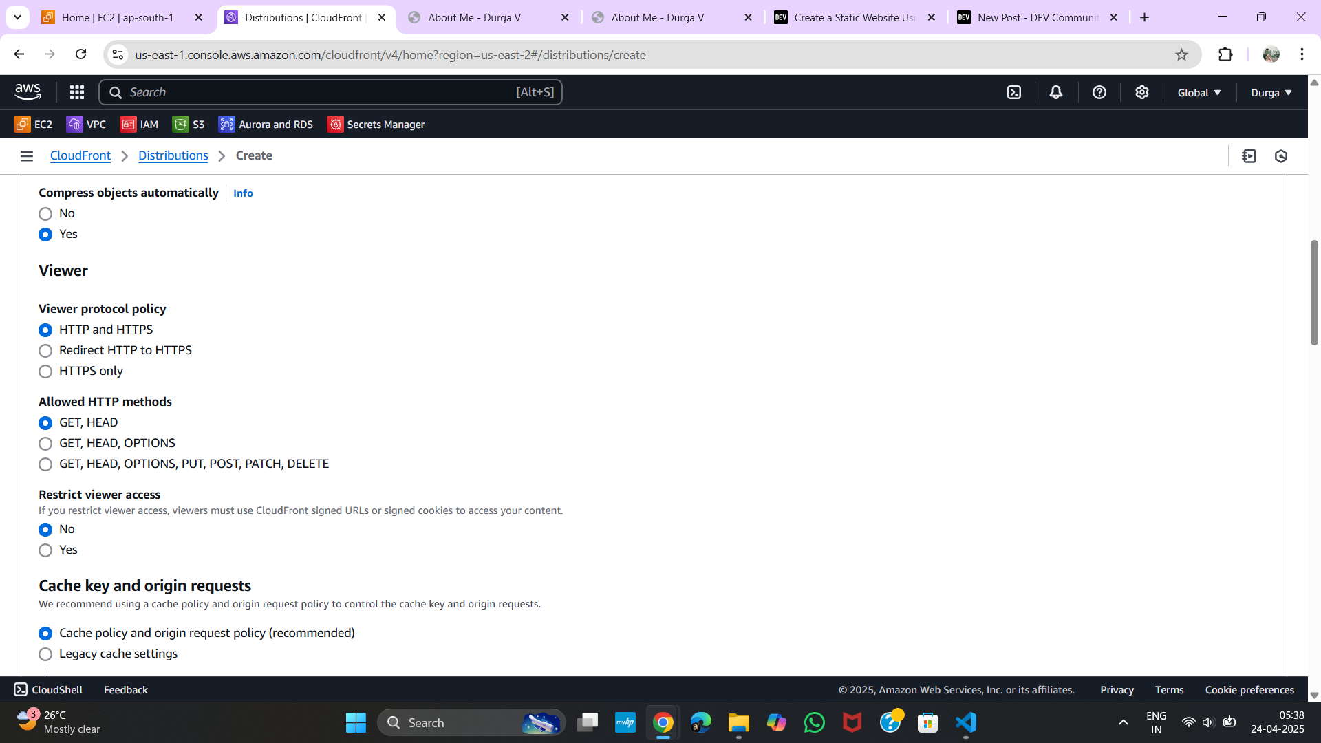 More CloudFront Settings